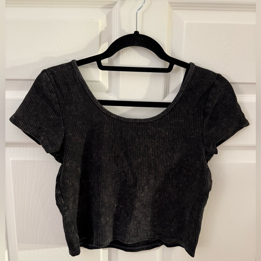 Wild Fable Acid Wash Black Ribbed Women's Top